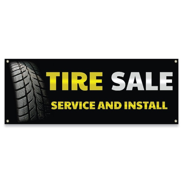 Tire Sale Service And Install Banner Concession Stand Food Truck Single Sided